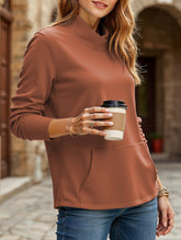 Stand collar long sleeve pullover sweatshirt